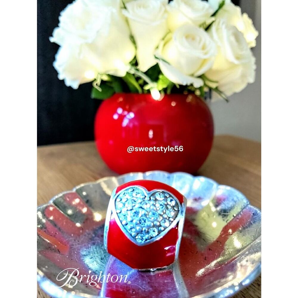 BRIGHTON "Blissful Heart" Red Enamel And Crystal Heart Charm TIMELESS!